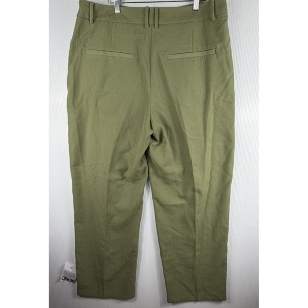 ASOS Design Tailored Tapered Trouser Pants Khaki Green High Rise Womens 14 Work - Picture 6 of 10